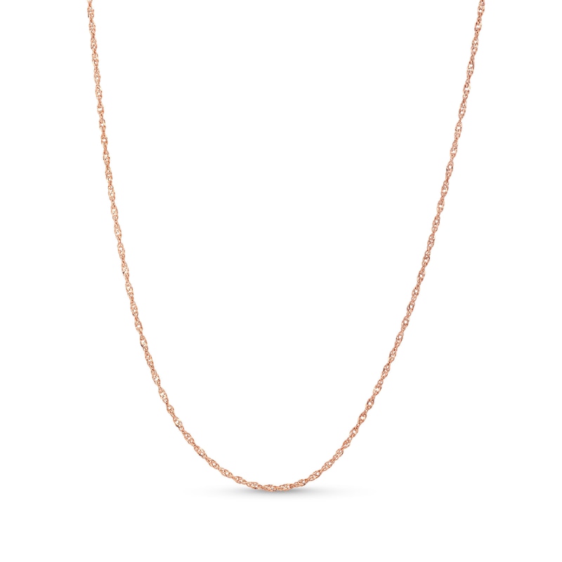 1.0mm Adjustable Singapore Chain Necklace in Solid 14K Rose Gold - 22"