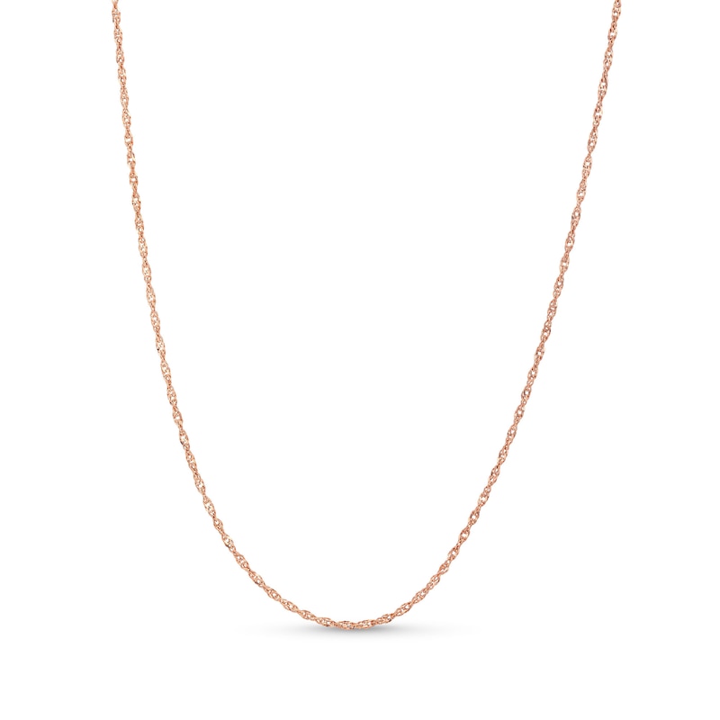 Main Image 1 of 1.0mm Adjustable Singapore Chain Necklace in Solid 14K Rose Gold - 22"