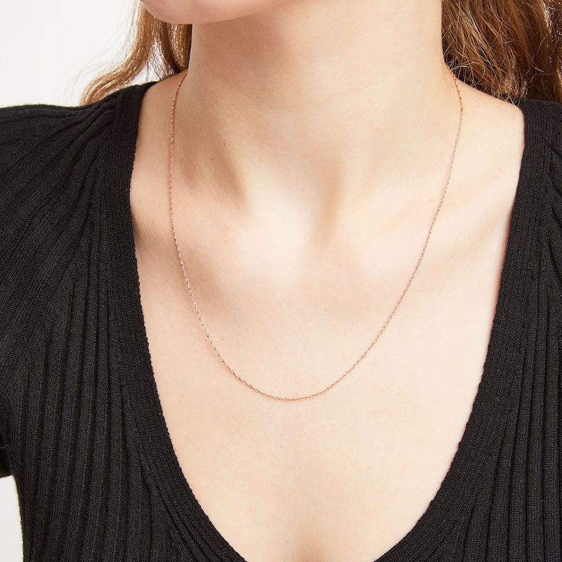 Main Image 2 of 1.0mm Adjustable Singapore Chain Necklace in Solid 14K Rose Gold - 22"