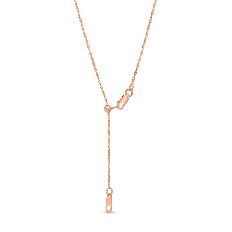 1.0mm Adjustable Singapore Chain Necklace in Solid 14K Rose Gold - 22"
