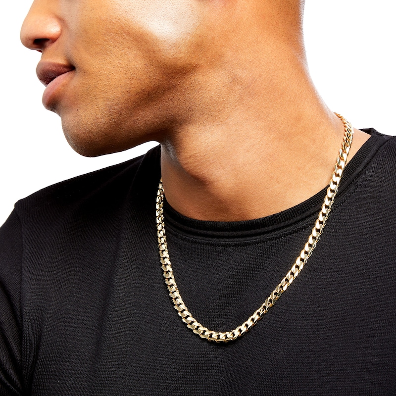 Main Image 2 of 7.4mm Curb Chain Necklace in Solid 10K Gold - 24"