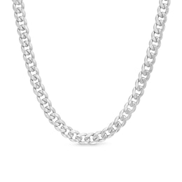 5.5mm Cuban Curb Chain Necklace in Hollow 10K White Gold - 22"