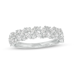 5/8 CT. T.W. Marquise and Round Diamond Scatter Double Row Anniversary Band in 10K White Gold