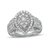 Thumbnail Image 0 of 1 CT. T.W. Pear-Shaped Multi-Diamond Frame Vintage-Style Engagement Ring in 10K White Gold