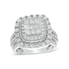 Thumbnail Image 0 of 2 CT. T.W. Princess-Cut Composite Diamond Frame Vintage-Style Engagement Ring in 10K White Gold