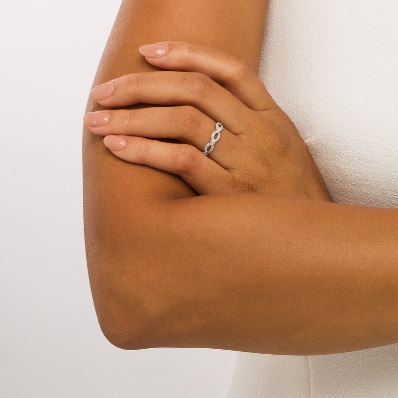 Main Image 2 of 1/15 CT. T.W. Diamond Scallop Edge Vintage-Style Anniversary Band in 10K White Gold