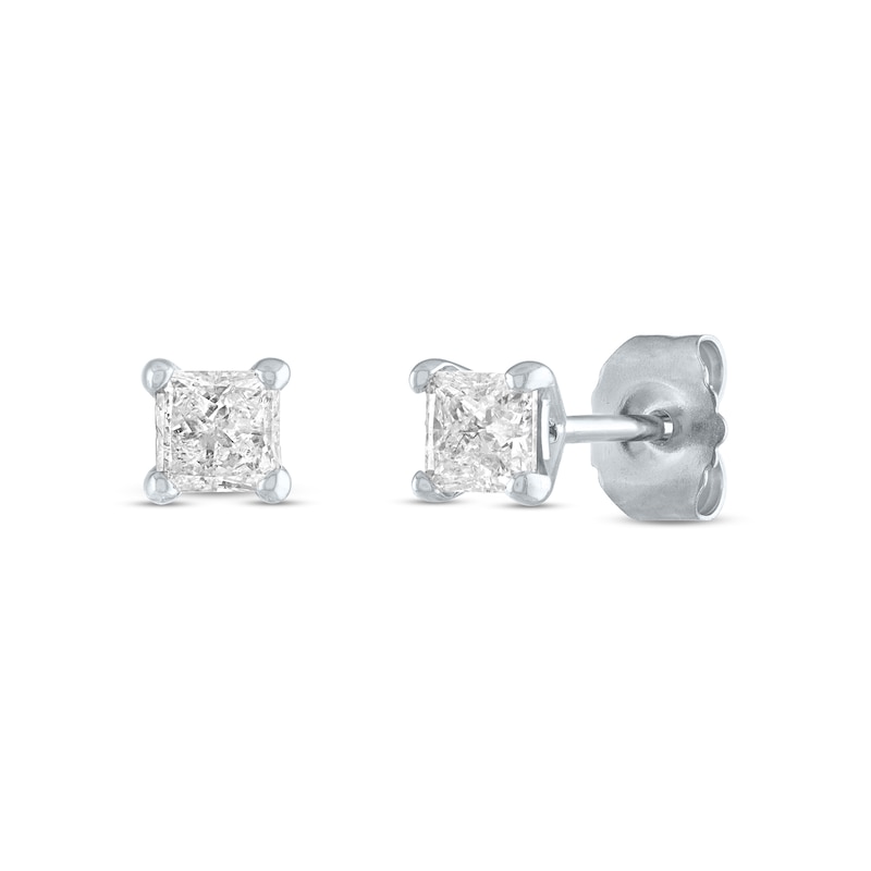 1/5 CT. T.W. Princess-Cut Diamond Solitaire Stud Earrings in 14K White Gold  (J/I3)