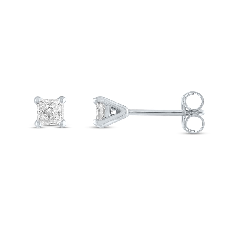 Main Image 2 of 1/5 CT. T.W. Princess-Cut Diamond Solitaire Stud Earrings in 14K White Gold (J/I3)