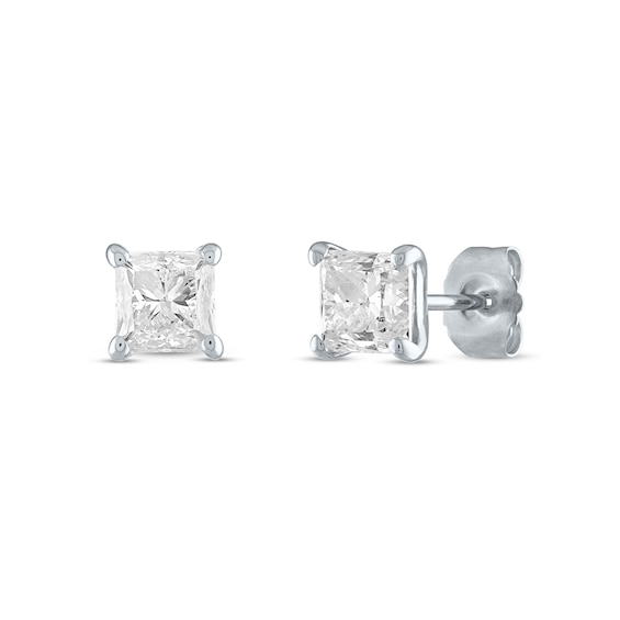 1/5 CT. T.W. Princess-Cut Diamond Solitaire Stud Earrings in 14K White Gold  (J/I3)