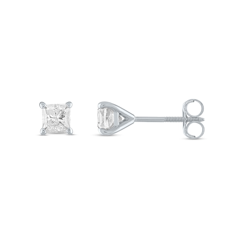 3/8 CT. T.W. Princess-Cut Diamond Solitaire Stud Earrings in 14K White Gold (J/I3)