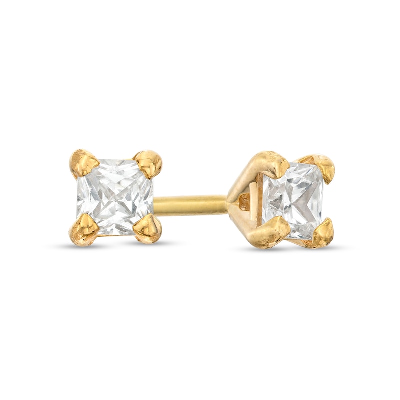 Main Image 1 of 3/8 CT. T.W. Princess-Cut Diamond Solitaire Stud Earrings in 14K Gold (J/I3)
