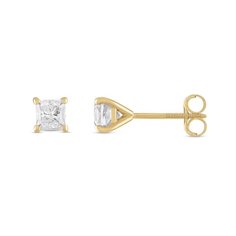 3/8 CT. T.W. Princess-Cut Diamond Solitaire Stud Earrings in 14K Gold (J/I3)