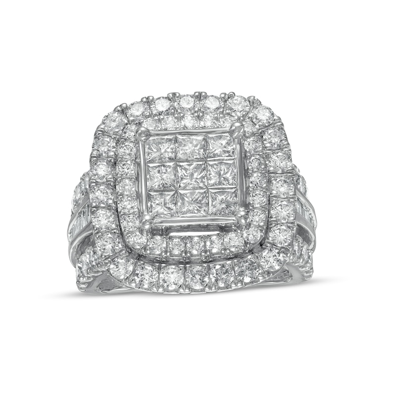 Main Image 1 of 3 CT. T.W. Composite Princess-Cut Diamond Double Frame Engagement Ring in 10K White Gold