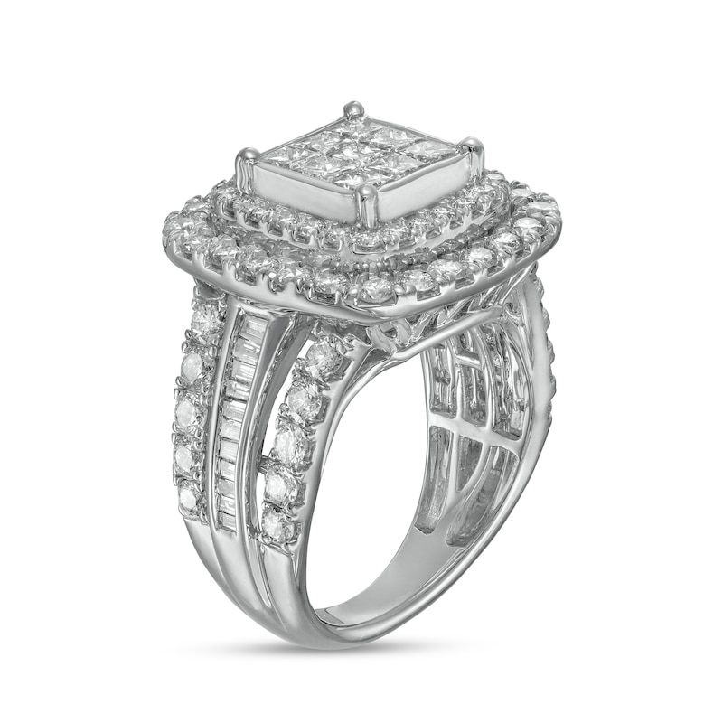 3 CT. T.W. Composite Princess-Cut Diamond Double Frame Engagement Ring in 10K White Gold