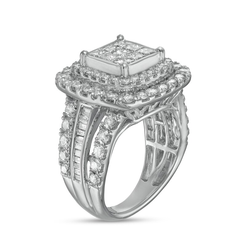 Main Image 3 of 3 CT. T.W. Composite Princess-Cut Diamond Double Frame Engagement Ring in 10K White Gold