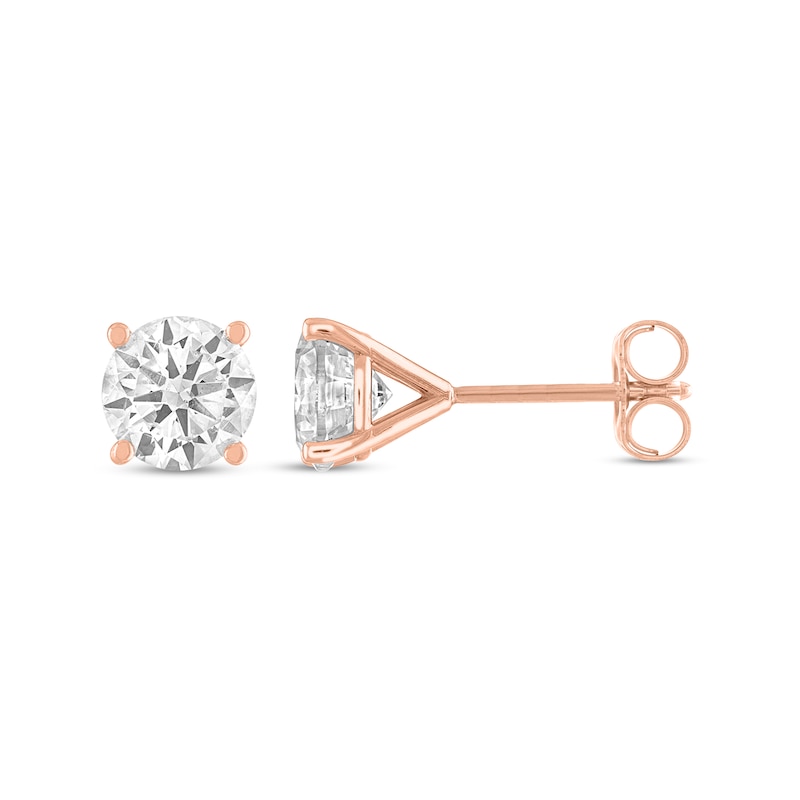 Main Image 2 of 3/4 CT. T.W. Diamond Solitaire Stud Earrings in 14K Rose Gold