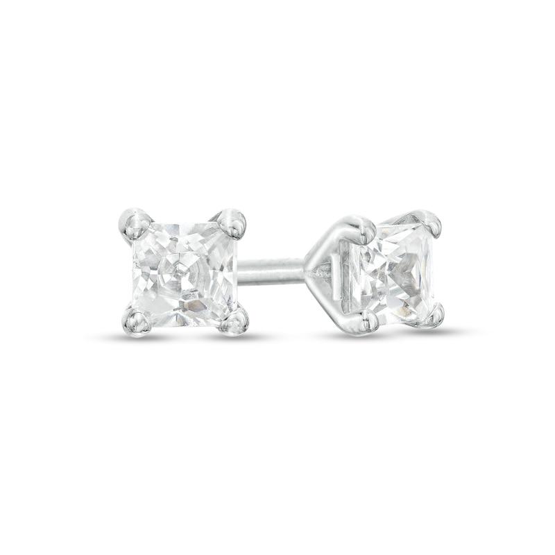 Main Image 1 of 1/4 CT. T.W. Princess-Cut Diamond Solitaire Stud Earrings in 14K White Gold (J/I2)