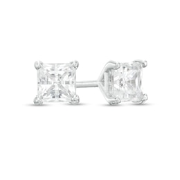 3/4 CT. T.W. Princess-Cut Diamond Solitaire Stud Earrings in 14K White Gold (J/I3)