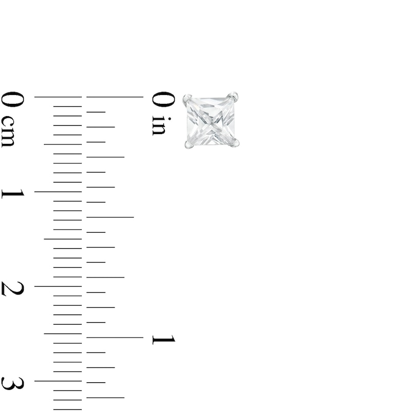 Main Image 3 of 1 CT. T.W. Princess-Cut Diamond Solitaire Stud Earrings in 14K White Gold (J/I2)