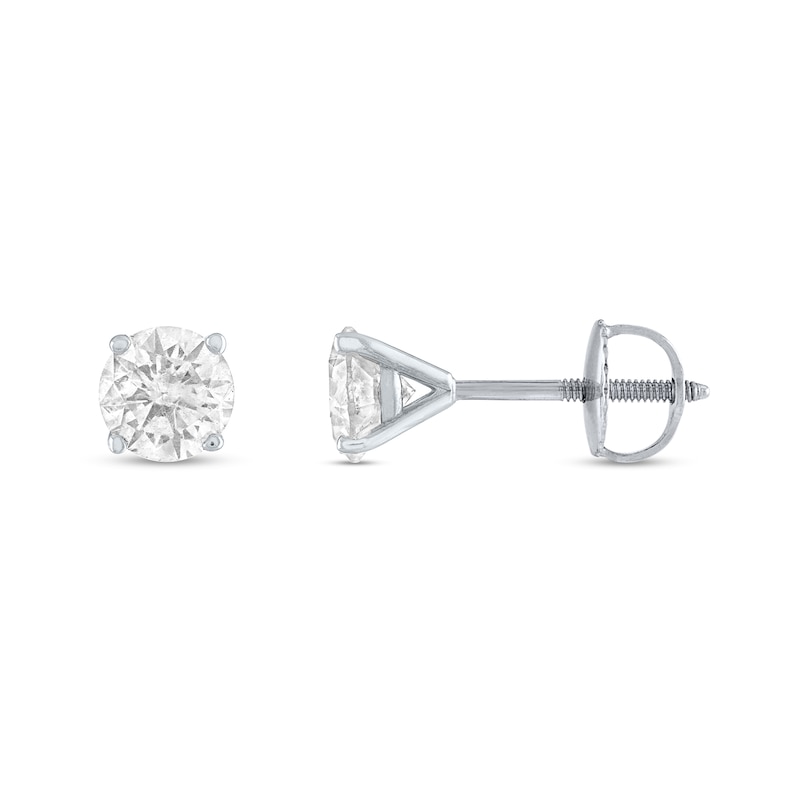 Main Image 2 of 1-1/2 CT. T.W. Diamond Solitaire Stud Earrings in 14K White Gold (J/I2)