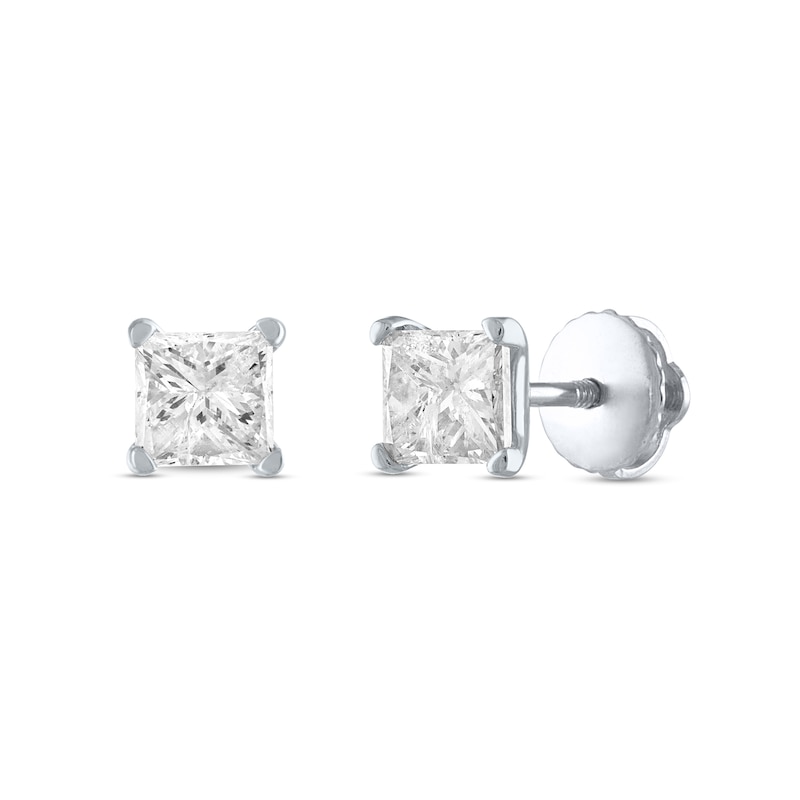 1/4 CT. T.W. Certified Princess-Cut Diamond Solitaire Stud Earrings in 14K White Gold (I/I1)