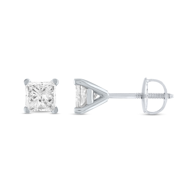 1/4 CT. T.W. Certified Princess-Cut Diamond Solitaire Stud Earrings in 14K White Gold (I/I1)