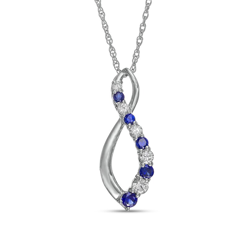 Main Image 1 of Journey Blue and White Lab-Created Sapphire alternating Infinity Pendant in Sterling Silver