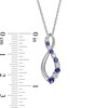 Thumbnail Image 3 of Journey Blue and White Lab-Created Sapphire alternating Infinity Pendant in Sterling Silver