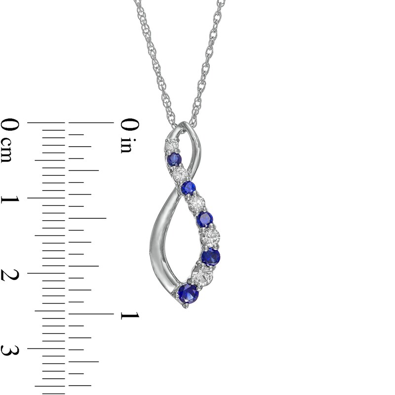 Main Image 3 of Journey Blue and White Lab-Created Sapphire alternating Infinity Pendant in Sterling Silver