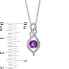 Thumbnail Image 3 of 6.0mm Amethyst and White Lab-Created Sapphire Cascading Open Flame Pendant in Sterling Silver