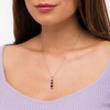 Thumbnail Image 2 of Lab-Created Ruby and White Lab-Created Sapphire Graduated Three Stone Drop Pendant in Sterling Silver