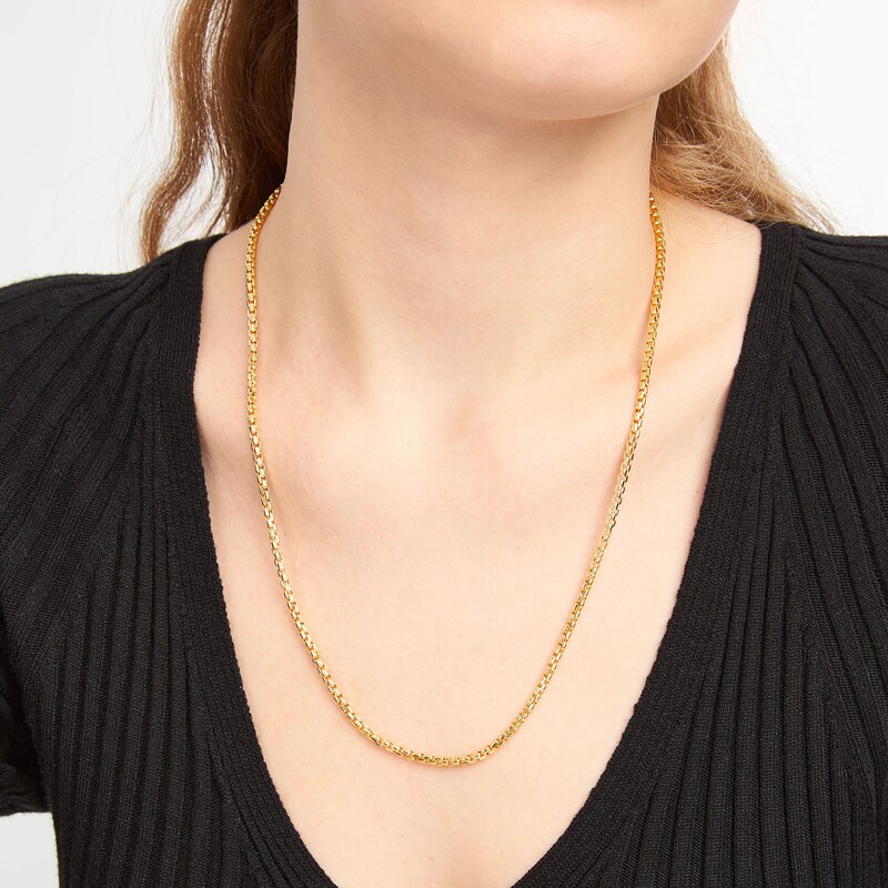 3.0mm Diamond-Cut Hollow Round Box Chain Necklace in 10K Gold - 22"