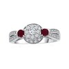 Thumbnail Image 0 of 1/3 Ct. T.W. Diamond and Lab-Created Ruby Engagement Ring in Sterling Silver - Size 7