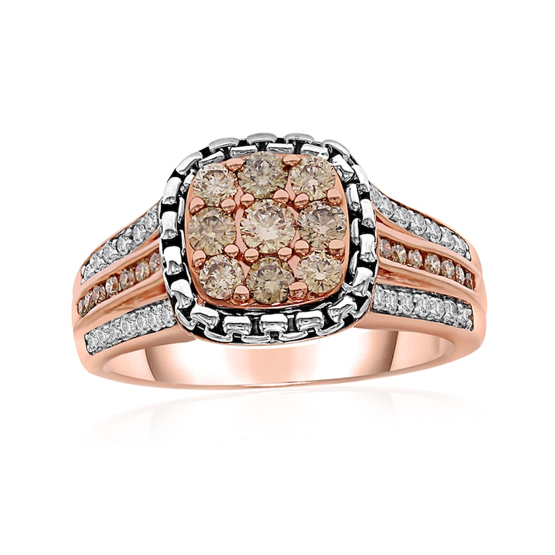Main Image 1 of 1 CT. T.W. Composite Champagne and White Diamond Engagement Ring in Sterling Silver with 14K Rose Gold Plate - Size 7
