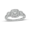 Thumbnail Image 0 of 1/2 CT. T.W. Diamond Cushion-Shaped Frame Past Present Future® Split Shank Engagement Ring in 10K White Gold