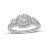 Thumbnail Image 1 of 1/2 CT. T.W. Diamond Cushion-Shaped Frame Past Present Future® Split Shank Engagement Ring in 10K White Gold