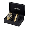Thumbnail Image 1 of Men's Citizen Eco-Drive® Nighthawk Crystal Accent Gold-Tone Chronograph Watch and Bracelet Box Set (Model: FB3002-61E)