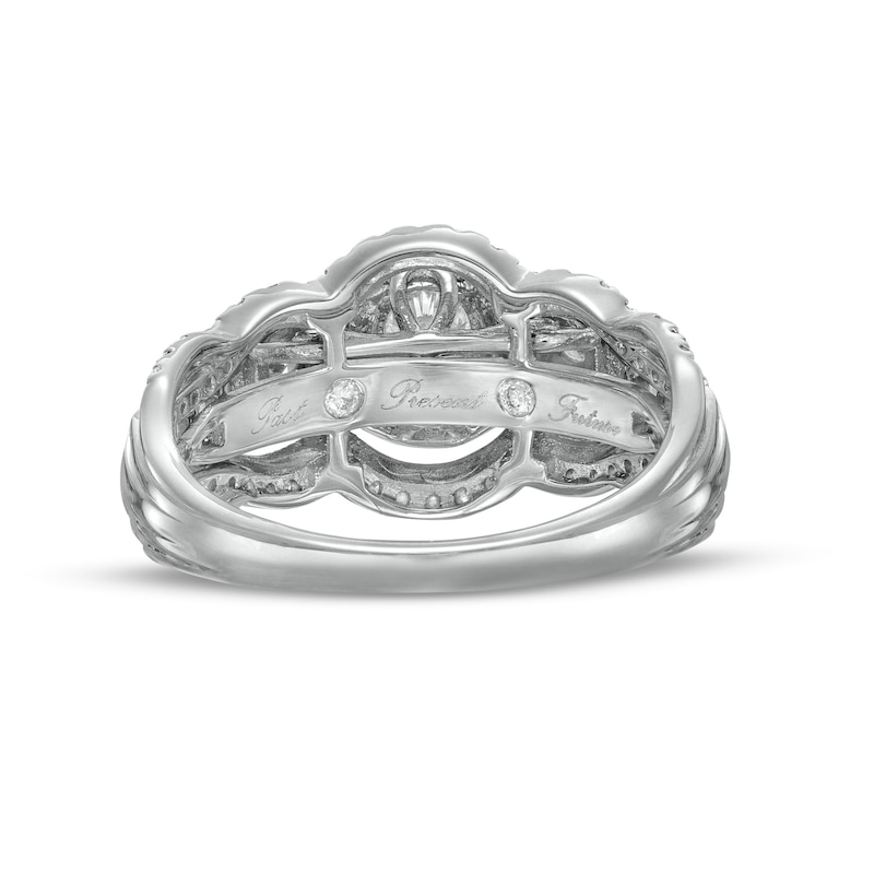 1 CT. T.W. Diamond Frame Past Present Future® Scallop Edge Vintage-Style Engagement Ring in 10K White Gold