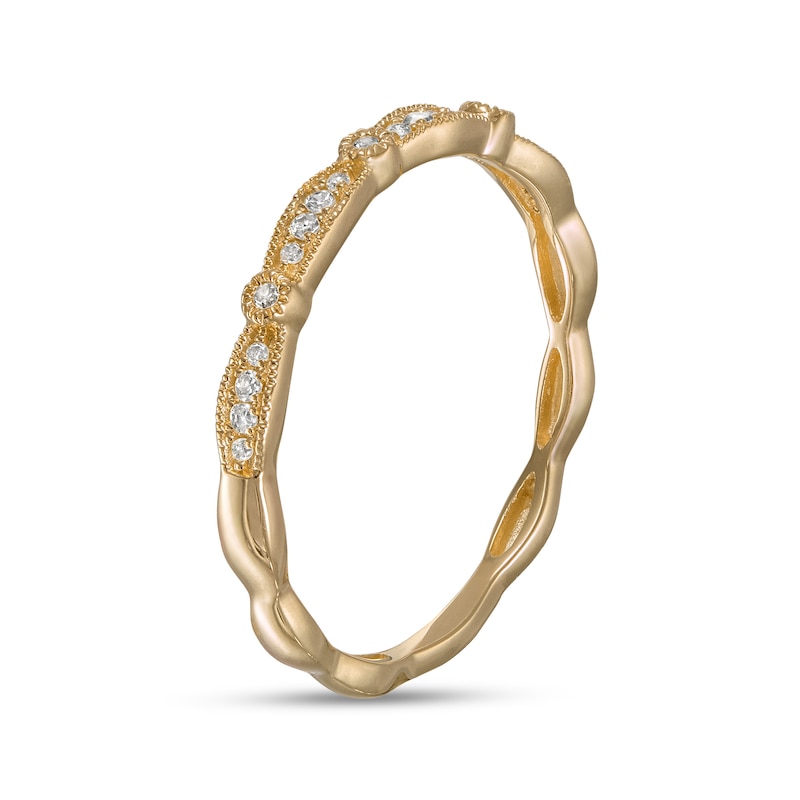 1/15 CT. T.W. Diamond Vintage-Style Alternating Stackable Anniversary Band in 10K Gold