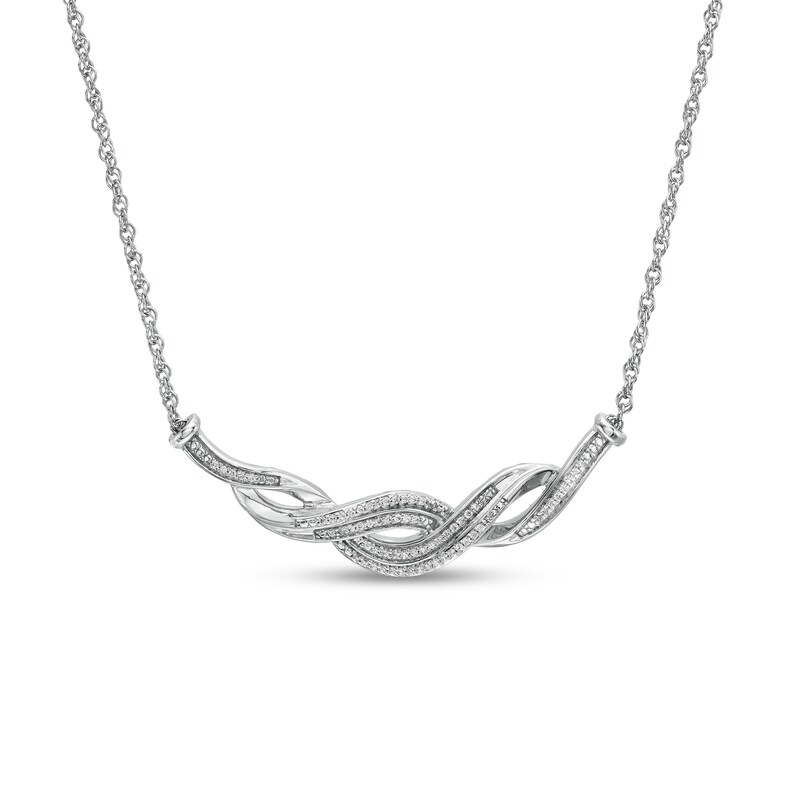Main Image 1 of 1/5 CT. T.W. Diamond Double Row Twist Necklace in Sterling Silver