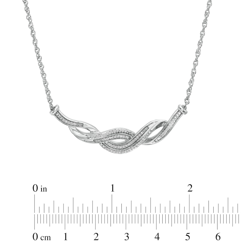 Main Image 3 of 1/5 CT. T.W. Diamond Double Row Twist Necklace in Sterling Silver