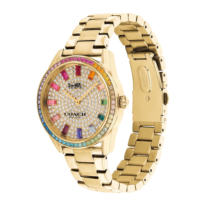 Main Image 2 of Ladies' Coach Preston Multi-Color Crystal Accent Gold-Tone IP Watch with Gold-Tone Dial (Model: 14503657)
