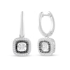 Unstoppable Love™ 1/3 CT. T.W. Black Enhanced and White Diamond Cushion Frame Drop Earrings in 10K White Gold