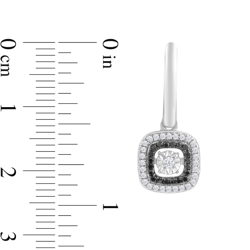 Unstoppable Love™ 1/3 CT. T.W. Black Enhanced and White Diamond Cushion Frame Drop Earrings in 10K White Gold