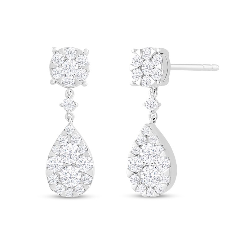 Main Image 1 of 2 CT. T.W. Composite Diamond Pear-Shaped Drop Earrings in 14K White Gold