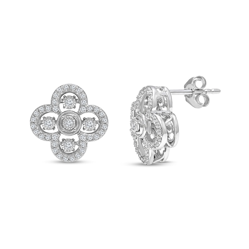 0.50 CT. T.W. Diamond Clover Stud Earrings in 10K White Gold