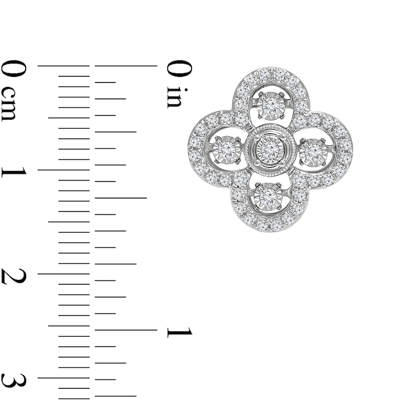 Main Image 2 of 0.50 CT. T.W. Diamond Clover Stud Earrings in 10K White Gold