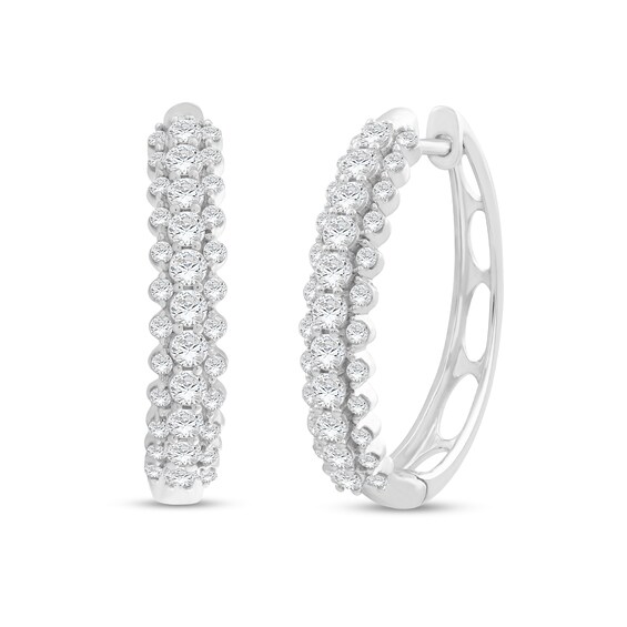 1 CT. T.W. Diamond Hoop Earrings in 14K White Gold 1 CT. T.W. Diamond Hoop Earrings in 14K White Gold