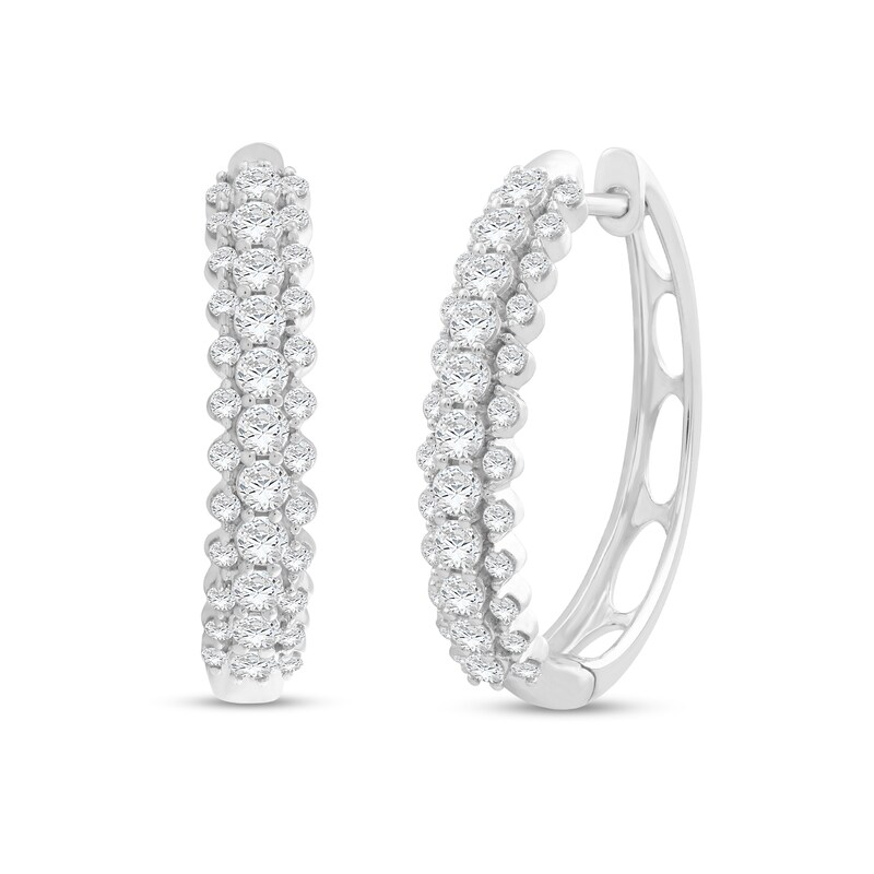 Main Image 1 of 1 CT. T.W. Diamond Hoop Earrings in 14K White Gold