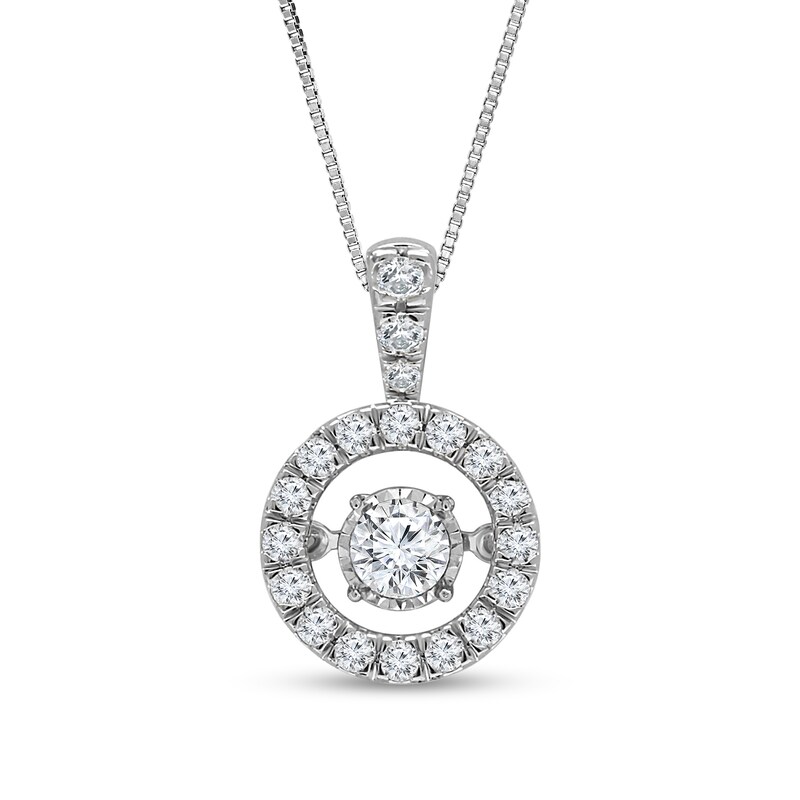 Main Image 1 of 1/2 CT. T.W. Diamond Frame Pendant in 14K White Gold - 16"